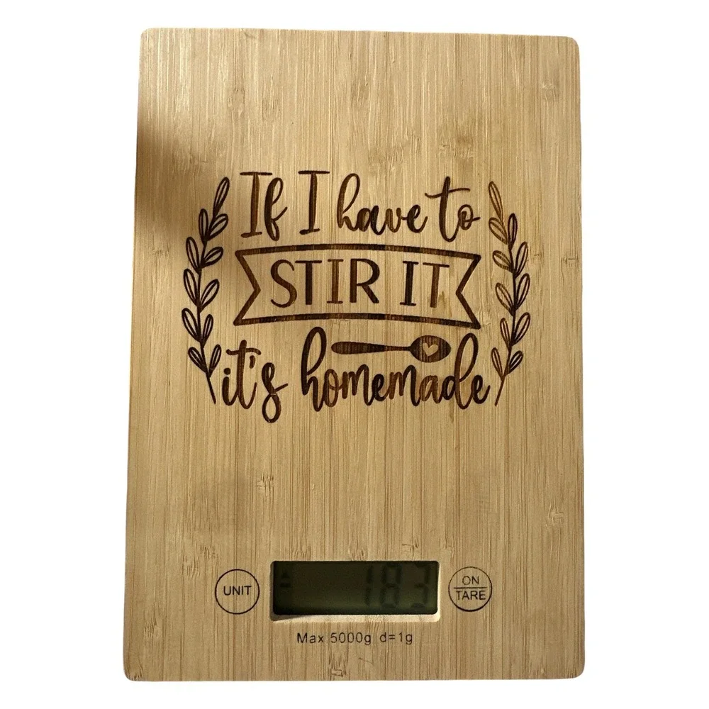 Digital Kitchen Scale Bamboo Top Laser Engraved Funny Food Scale kg/oz/lb/g NEW